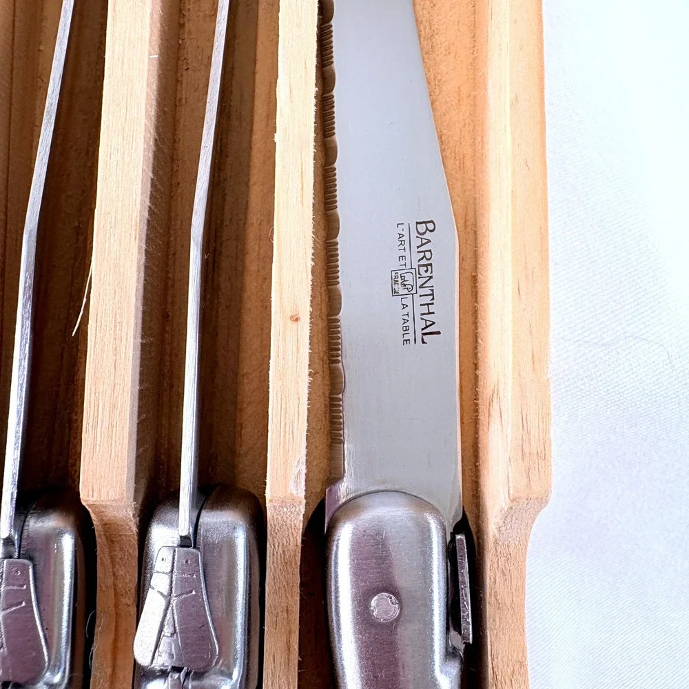 Barenthal Steak Knives Set of 6 Silver Stainless Steel Laguiole Style France